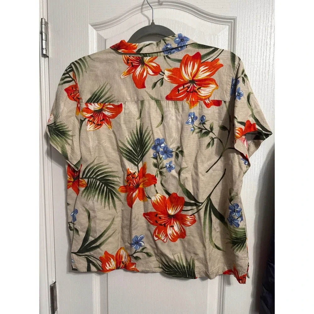 Y2K Matching Tropical Floral Pant Set Hawaiian Summer Retro Vacation Coastal - Picture 4 of 8